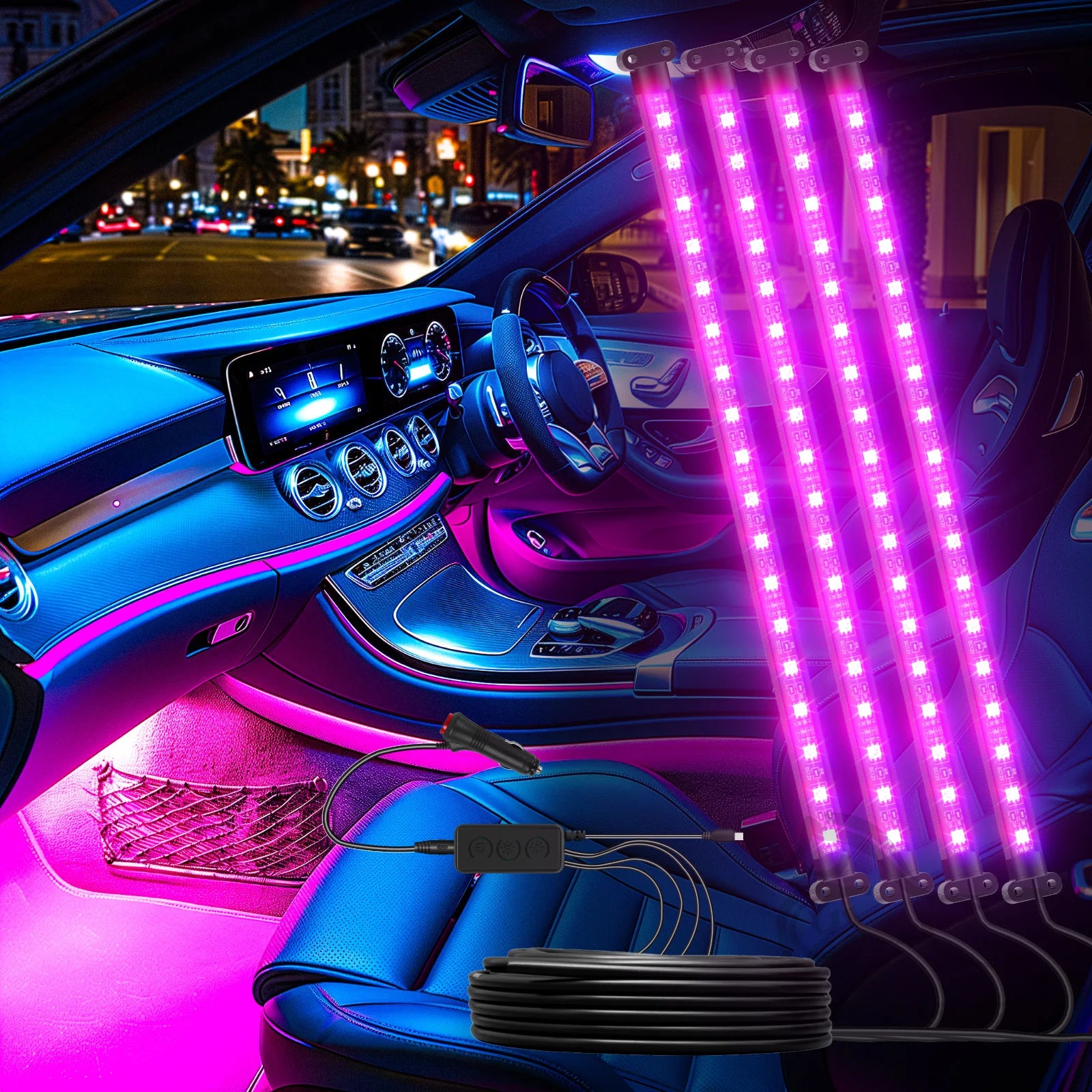 RGB Car Interior LED Ambient Light Kit – App & Remote Control